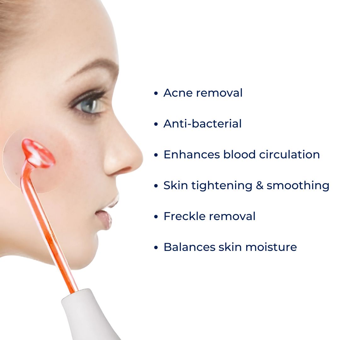 Skanto GlowVive High-Frequency D'arsonval Beauty Device | for Acne - Anti-Aging - Skin Tightening - Hair Growth - Scalp Care Skanto