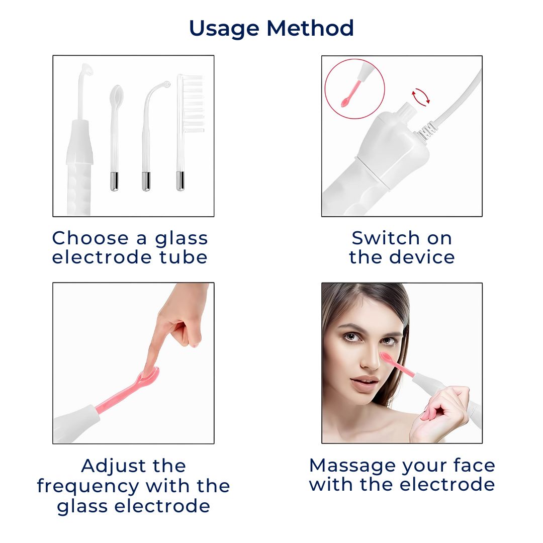 Skanto GlowVive High-Frequency D'arsonval Beauty Device | for Acne - Anti-Aging - Skin Tightening - Hair Growth - Scalp Care Skanto
