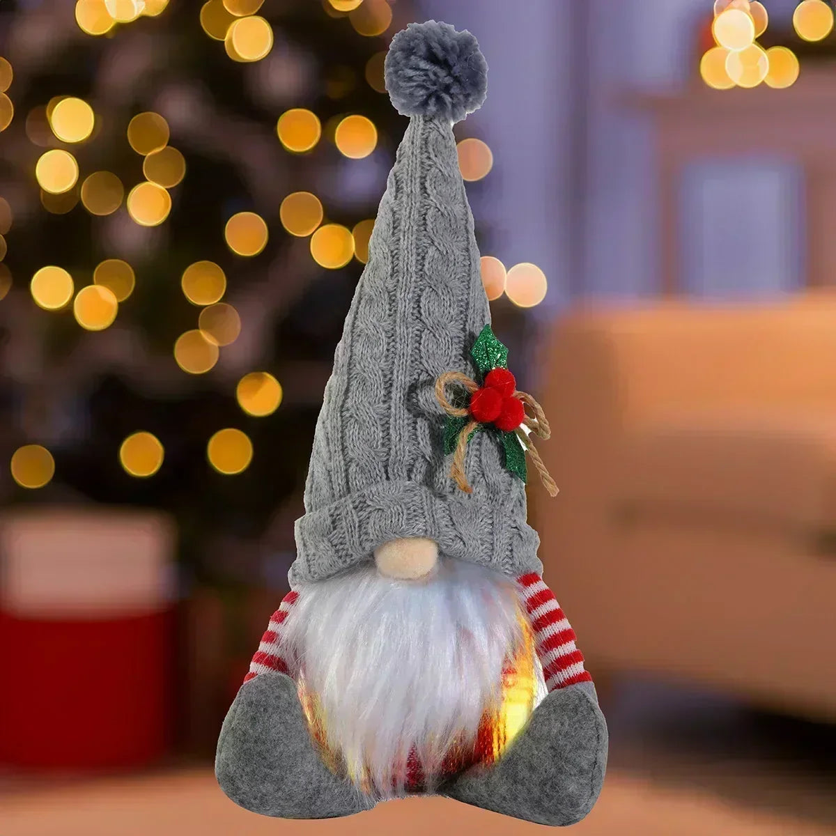 Skanto | Christmas Gnome Decoration | LED Night Light | Warm Glow Holiday Ornament