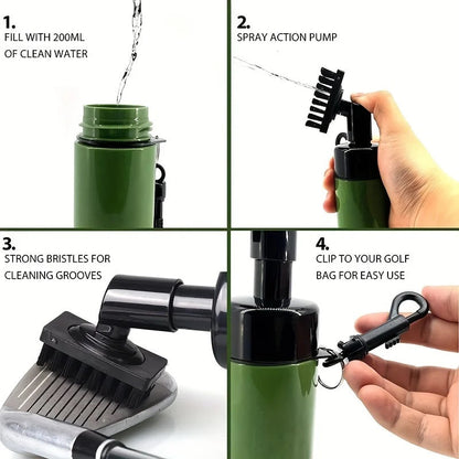 Portable golf club cleaning brush