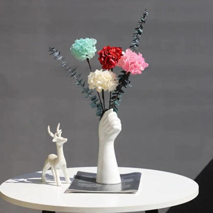 Skanto ceramic white hand vase - Porcelain table vase for home office decor & floral arrangement