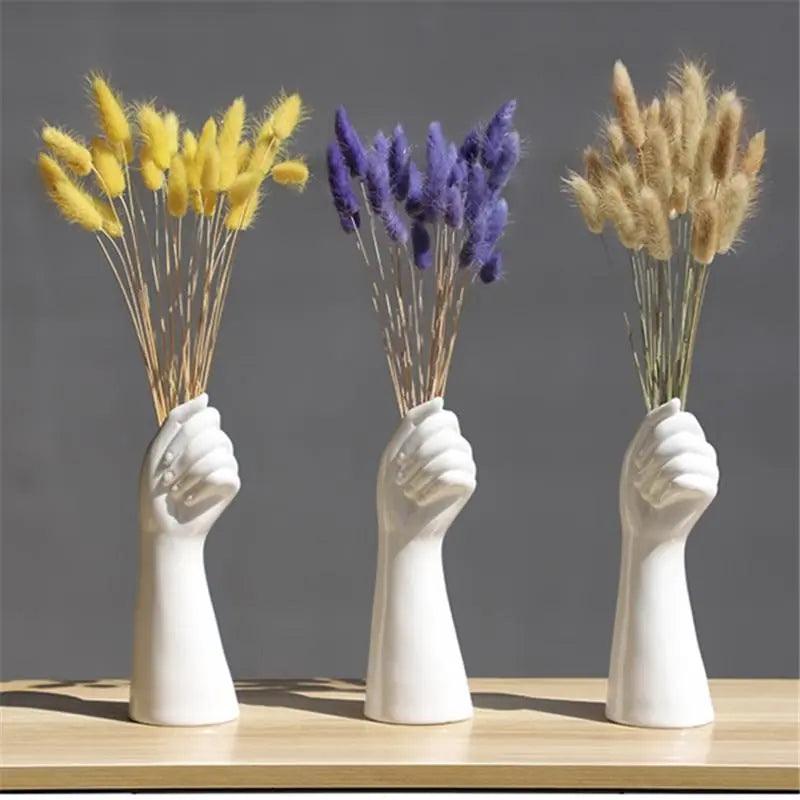 Skanto ceramic white hand vase - Porcelain table vase for home office decor & floral arrangement