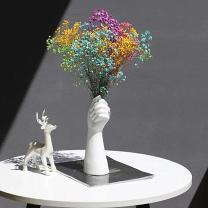 Skanto ceramic white hand vase - Porcelain table vase for home office decor & floral arrangement