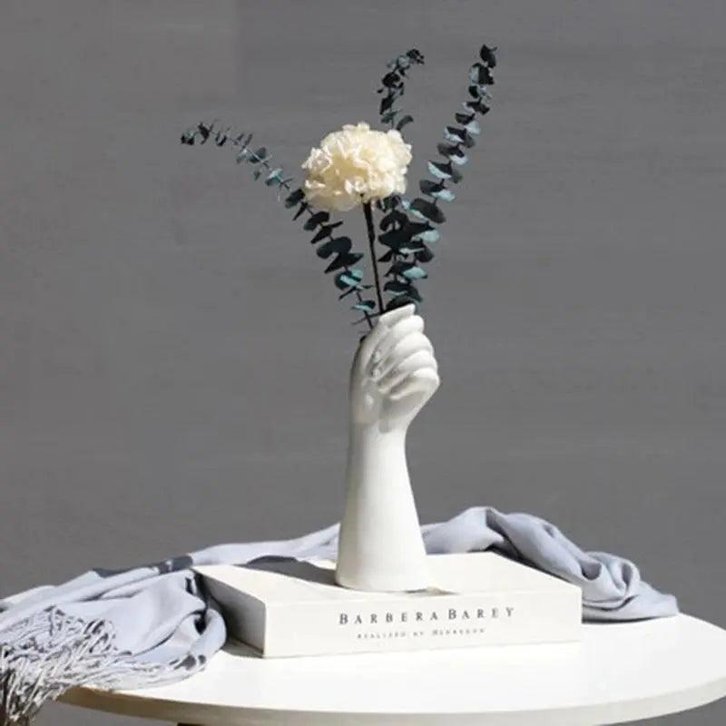 Skanto ceramic white hand vase - Porcelain table vase for home office decor & floral arrangement