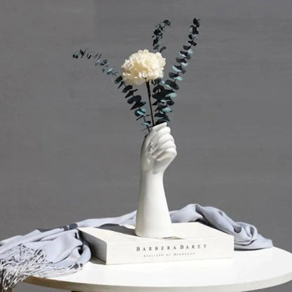 Skanto ceramic white hand vase - Porcelain table vase for home office decor & floral arrangement