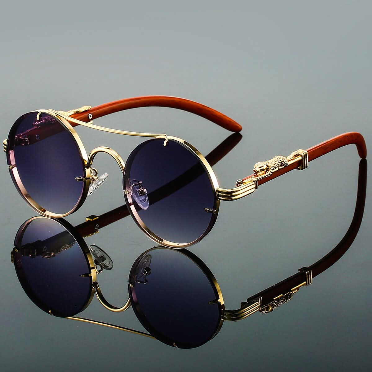 BowLift | Men’s Oval Metal Retro Sunglasses with UV Protection