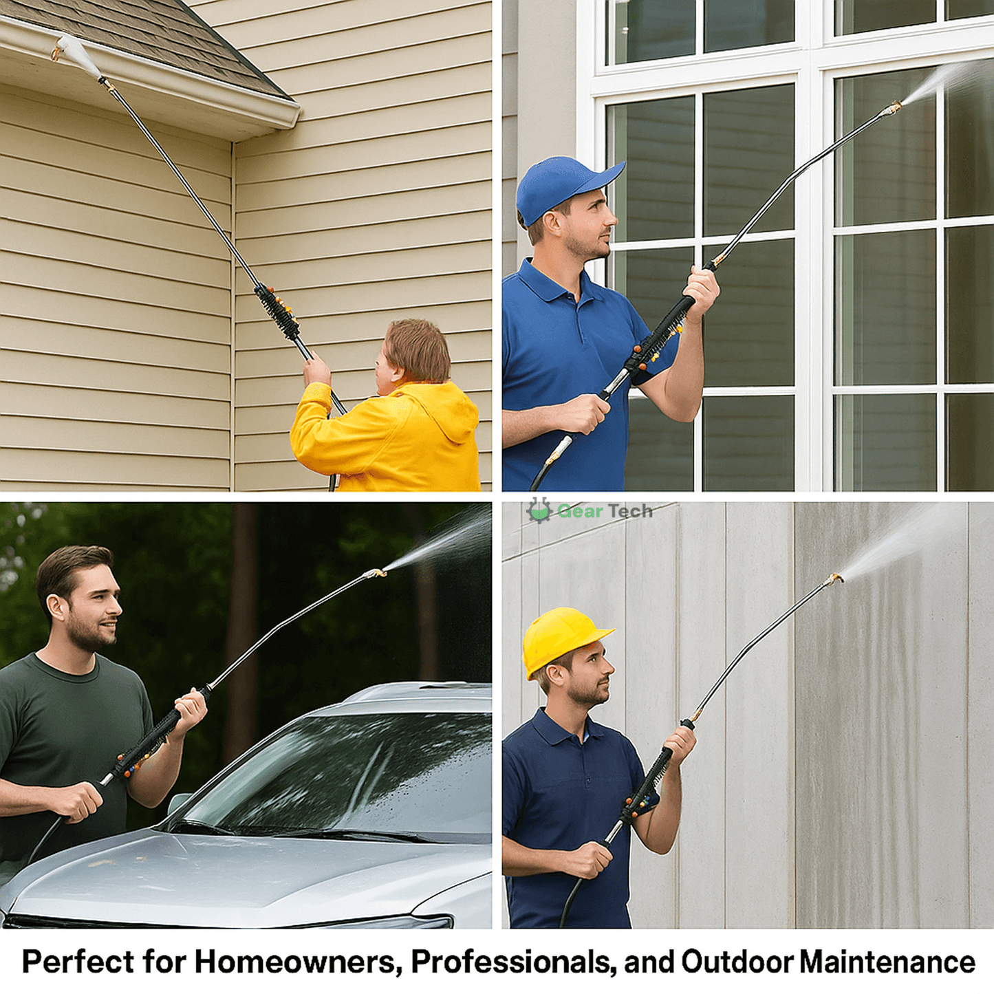 BowLift | Telescoping High Pressure Washer Wand Set | 4000 PSI, 7 Nozzle Tips & Ideal for Gutter, Roof, and Hard-to-Reach Cleaning