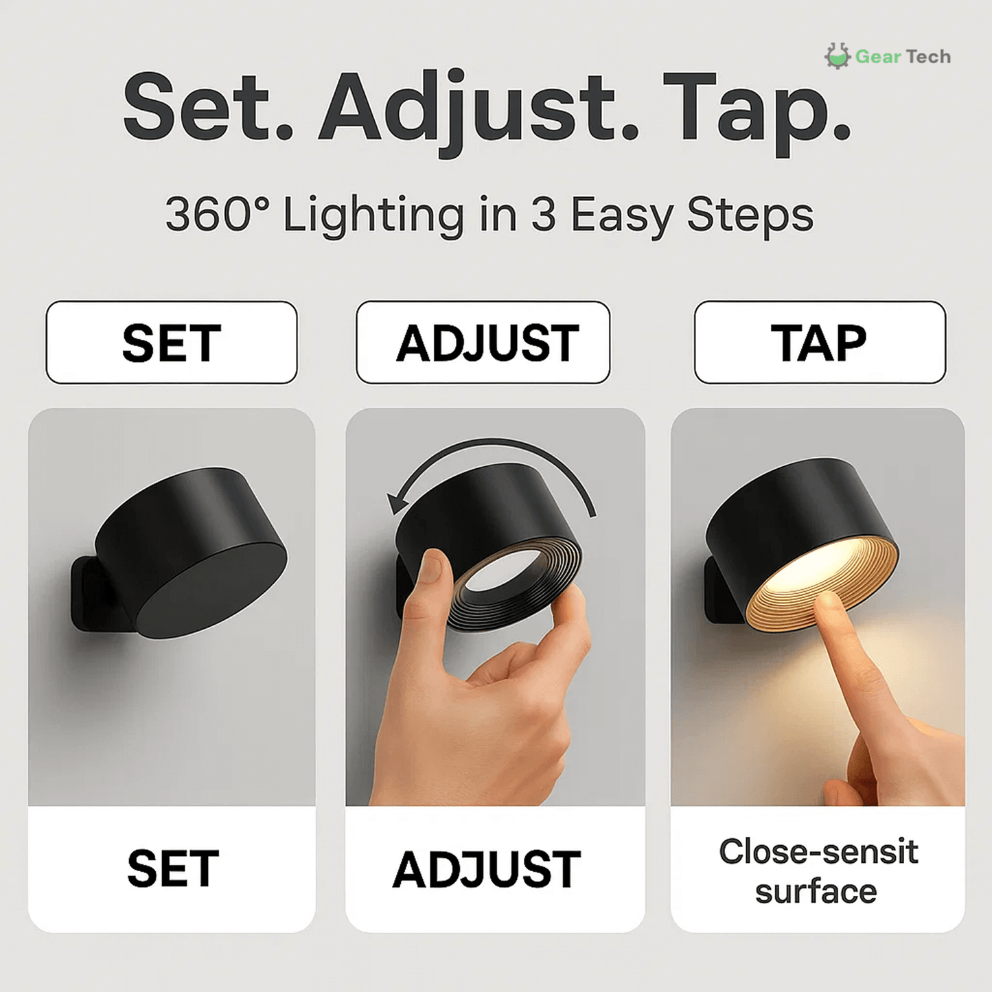 Skanto | Wireless Rechargeable 360° Wall Lamp | Energy-Saving LED, Touch Control & Versatile Home Lighting