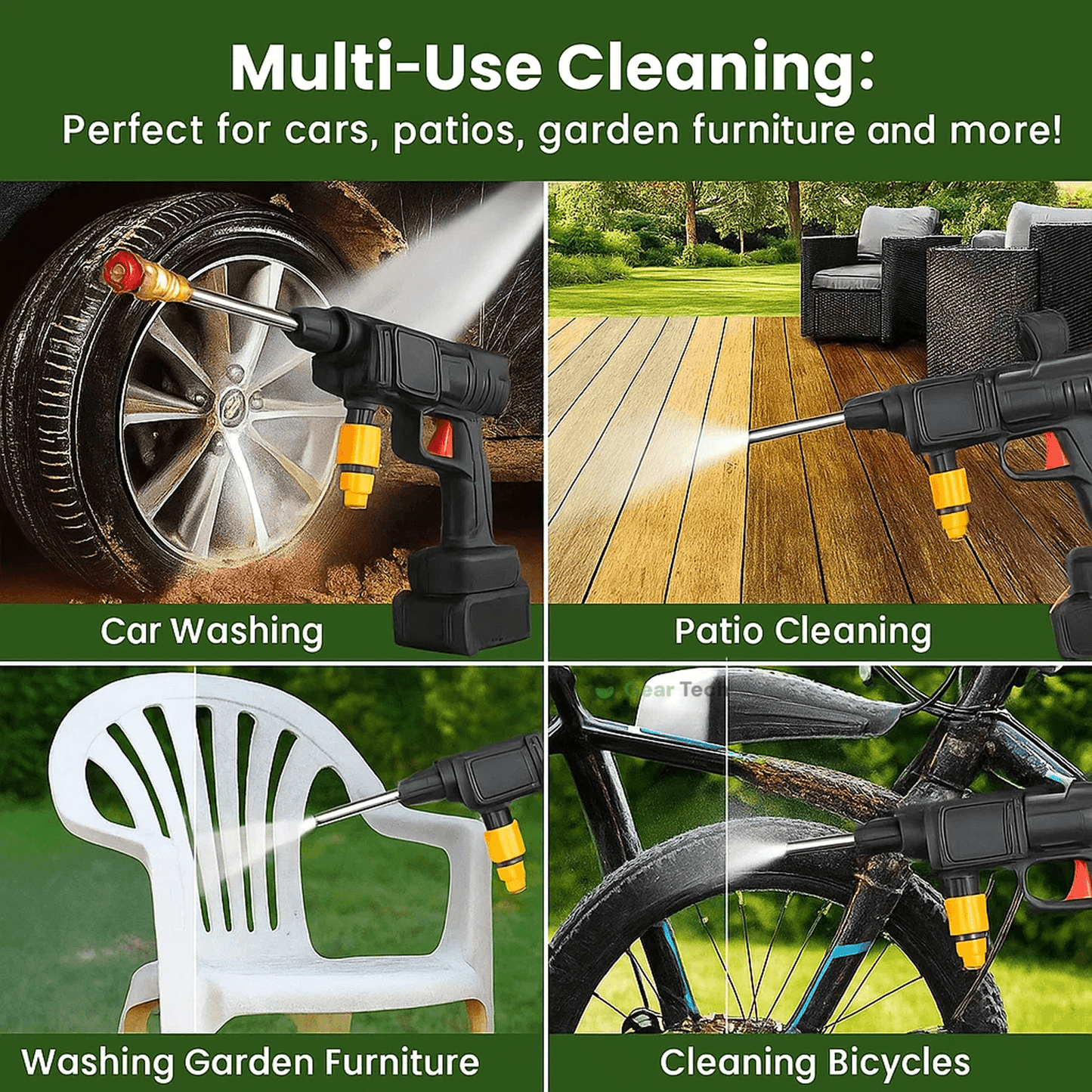 Skanto | Cordless Portable High-Pressure Spray Water Gun Set | Ideal for Cleaning Cars, Patios & Garden Furniture