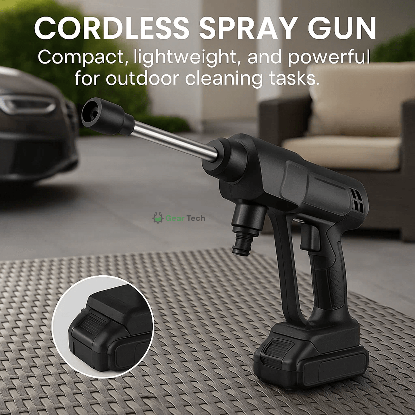Skanto | Cordless Portable High-Pressure Spray Water Gun Set | Ideal for Cleaning Cars, Patios & Garden Furniture