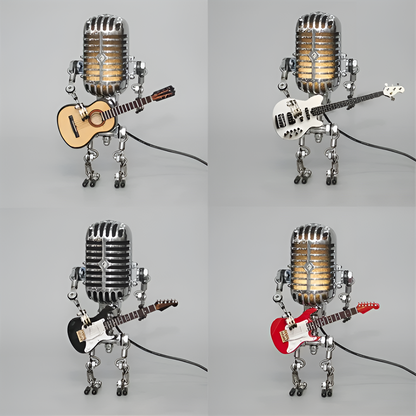 Robot lamp with guitar – Vintage-style LED decoration for the desk