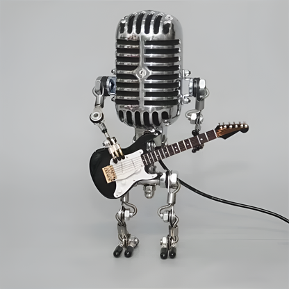 Robot lamp with guitar – Vintage-style LED decoration for the desk