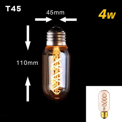 Skanto | Dimmable Vintage LED Bulb (3W, E27 Base) - Gold Spiral Filament for Chandeliers & Decorative Lighting