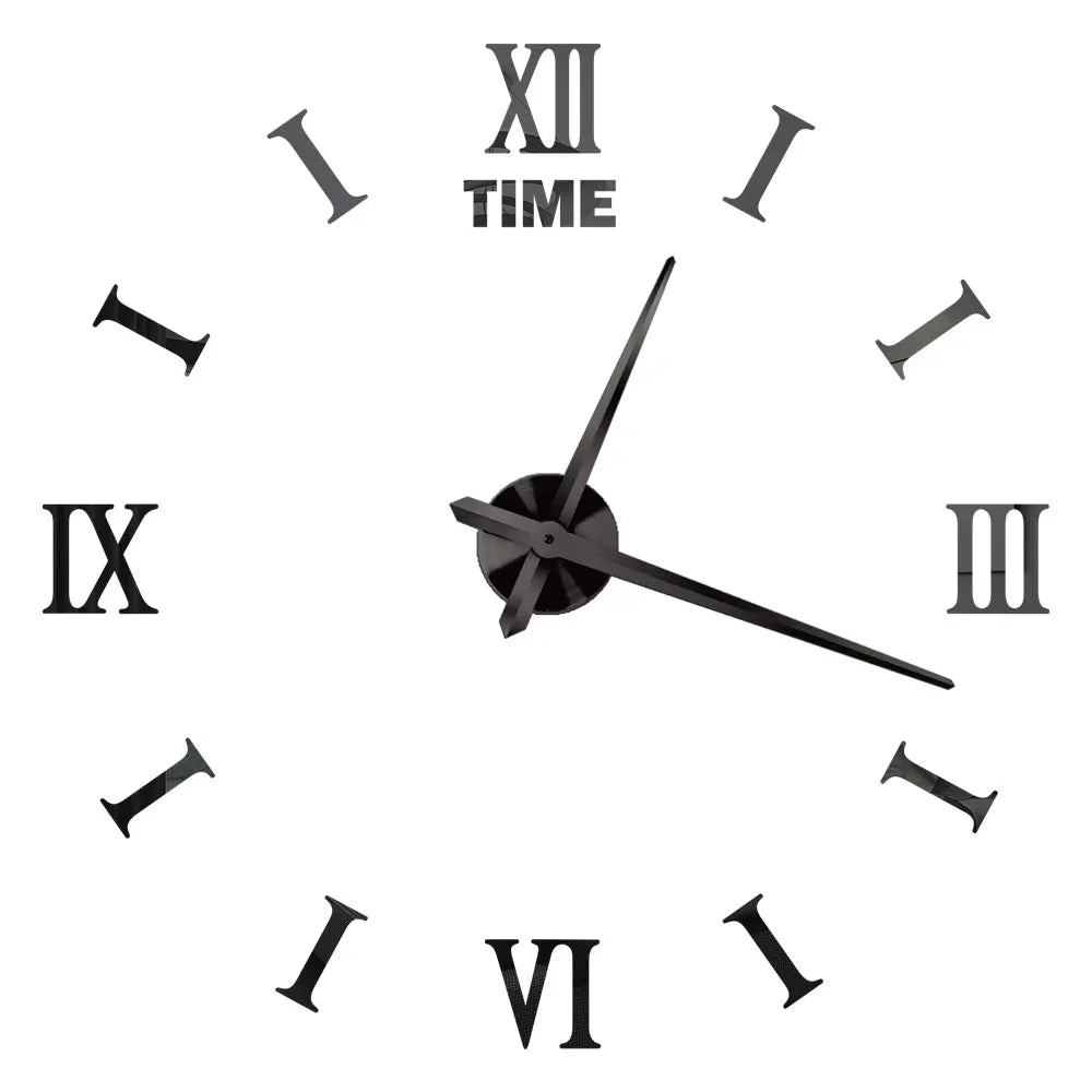 Big Wall Clock DIY 3D Self Adhesive Mirrored Acrylic Wall Clock For Kitchen Dining Room Living Room Creative Home Decor | Bowlift