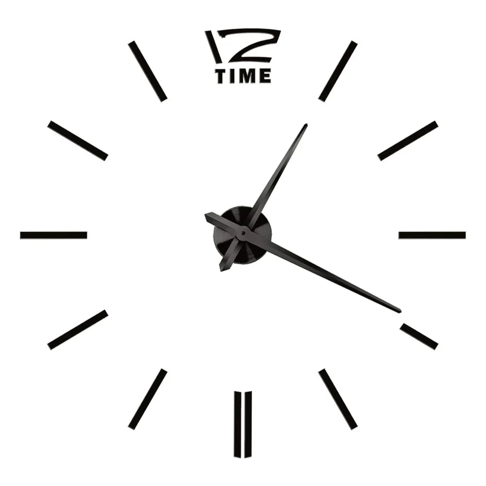Big Wall Clock DIY 3D Self Adhesive Mirrored Acrylic Wall Clock For Kitchen Dining Room Living Room Creative Home Decor | Bowlift