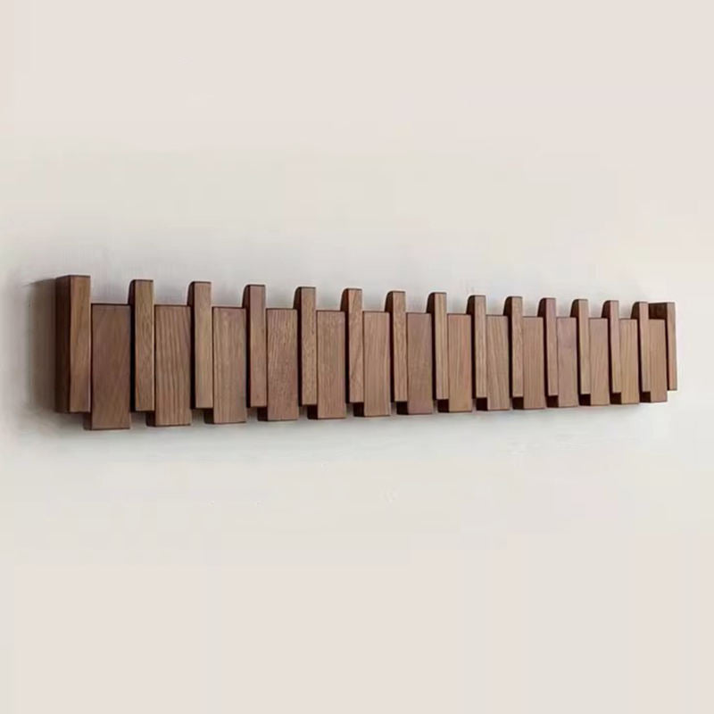 Wooden Wall Hanger in Piano Design with Foldable Hooks | Skanto