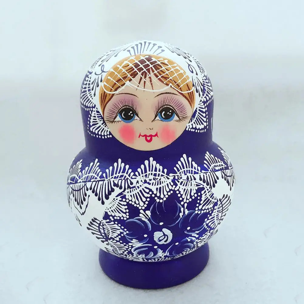 10-Piece Wooden Russian Matryoshka Doll Set for Cultural Decor and Gifts
