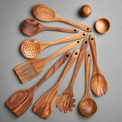 Skanto | Skanto TeakChef Kitchen Set – Sustainable Antibacterial Kitchen Utensils Made from Teak Wood