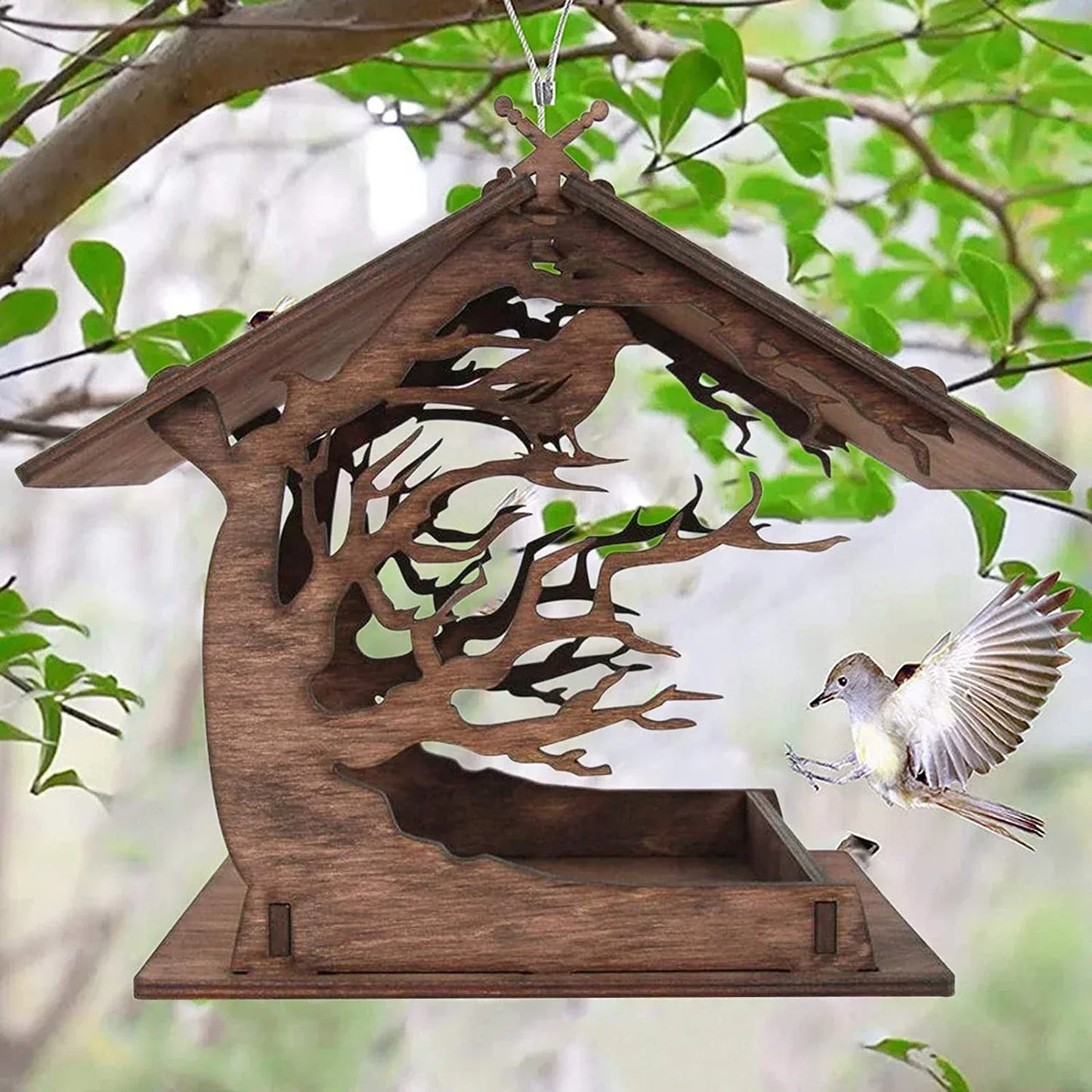 BowLift | Rustic Treehouse Wooden Bird Feeder