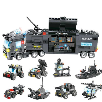 Skanto | 8 In 1 Police Car Station Building Block Series SWAT Toy Gift for Kids