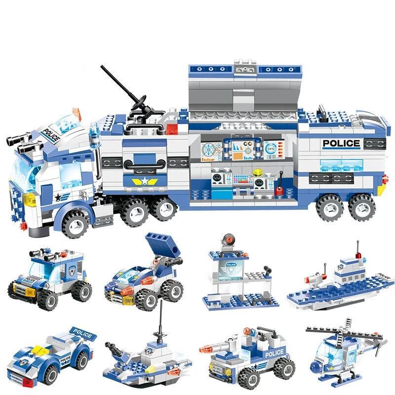 Skanto | 8 In 1 Police Car Station Building Block Series SWAT Toy Gift for Kids