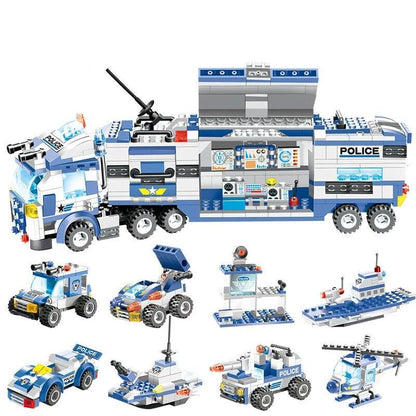 Skanto | 8 In 1 Police Car Station Building Block Series SWAT Toy Gift for Kids