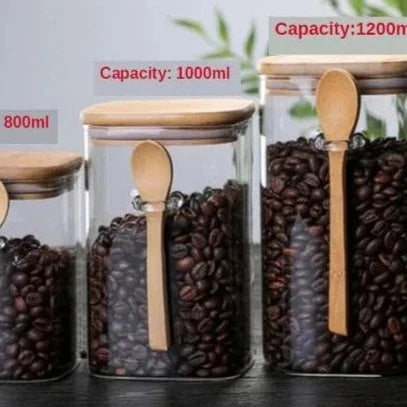 Bamboo and Glass 3-piece container set Brehn