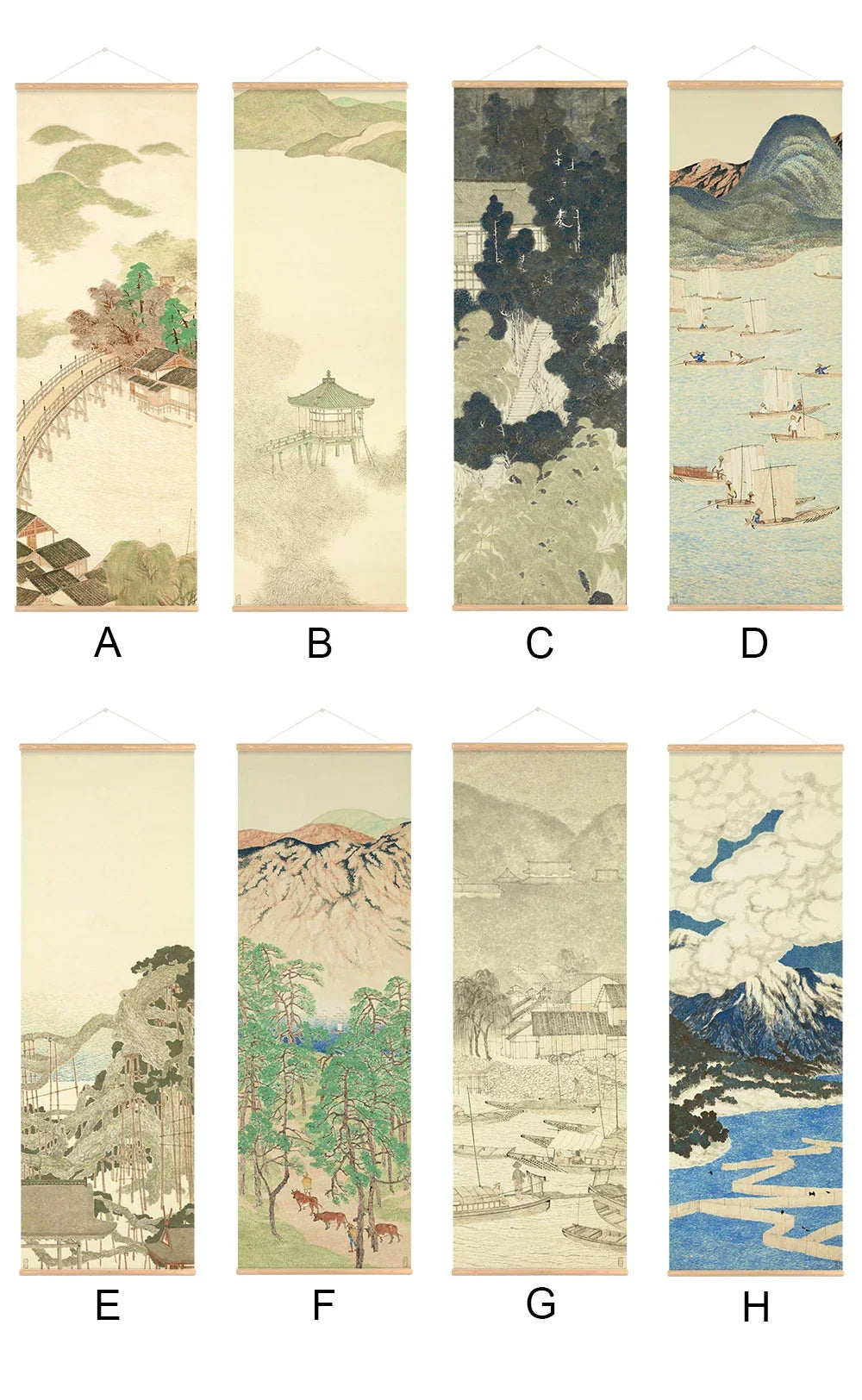 Skanto | Japanese Ou-Mi Ukiyoe Scroll Poster Landscape Wall Art Pictures Living Room Vintage Painting Country House Decor
