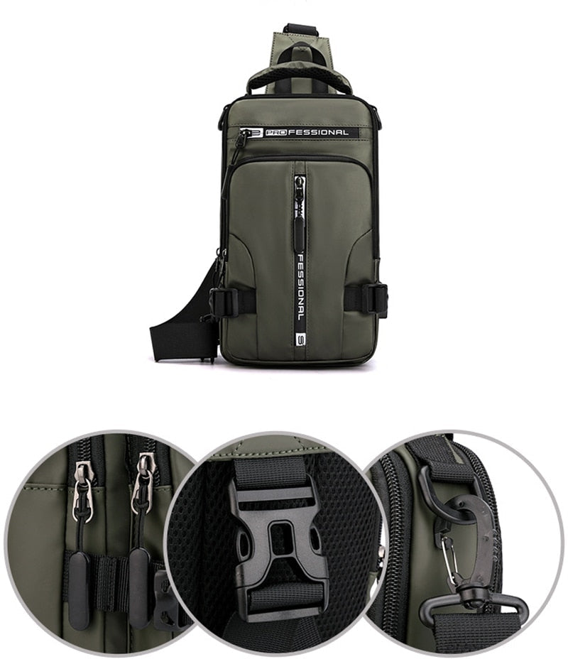 Skanto | Waterproof Oxford Crossbody Bag, Anti-theft Sling Bag, USB Charging & Multi-Pocket Design