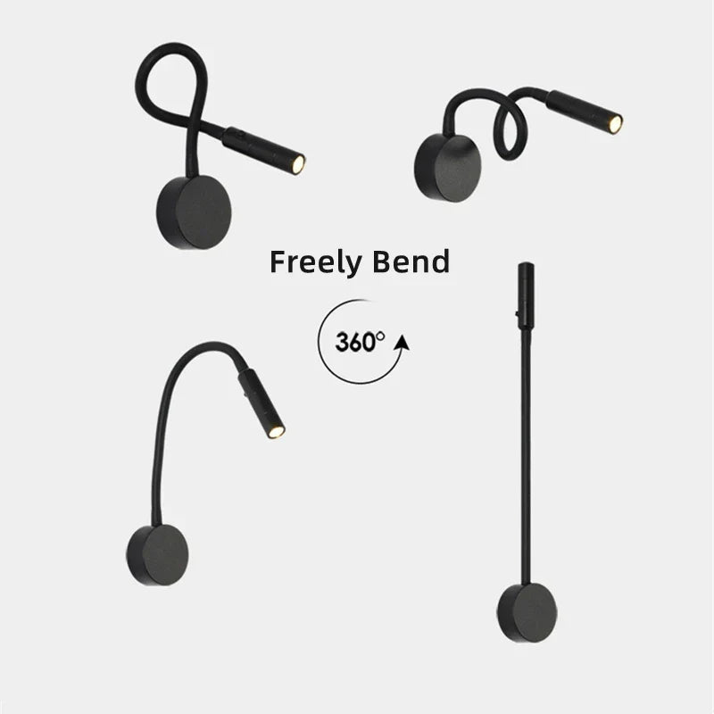 Skanto | Modern Flexible LED Reading Lamp with Switch for Bedroom and Study - 1W/3W