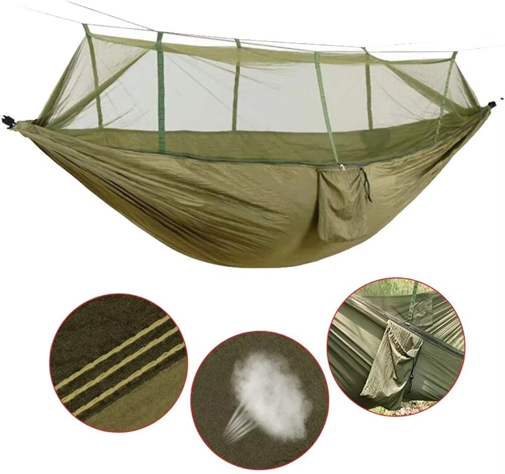Skanto | 2-Person Outdoor Hammock with Mosquito Net - Portable Parachute Fabric Camping Bed