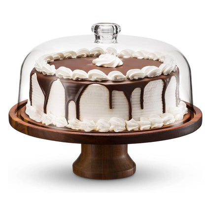 Skanto | Cake Stand Cake Plate Serving Platter, Acacia Wood