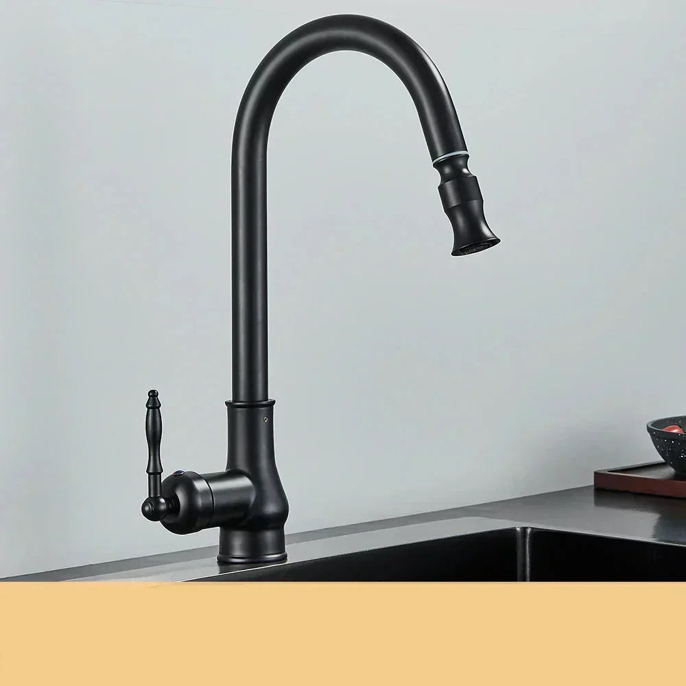 Skanto | VintageTap Antique Brass Kitchen Faucet – Retro Style Mixer Tap with Swivel Spout