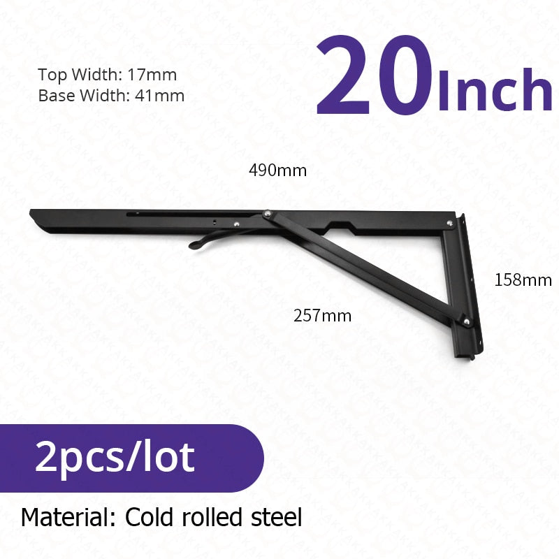2-piece set of foldable heavy-duty stainless steel shelf brackets for tables, RVs, and space-saving