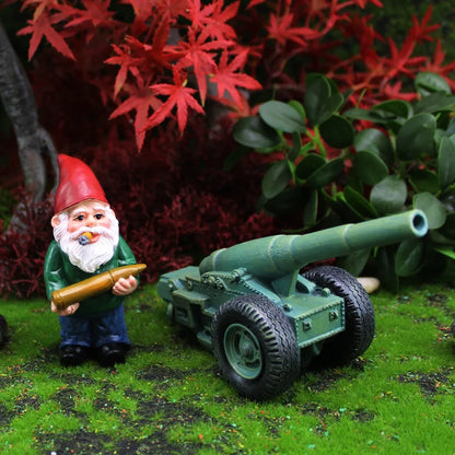 BowLift | 2-Piece Set Mini Wax Gnome Figurine with Cannon