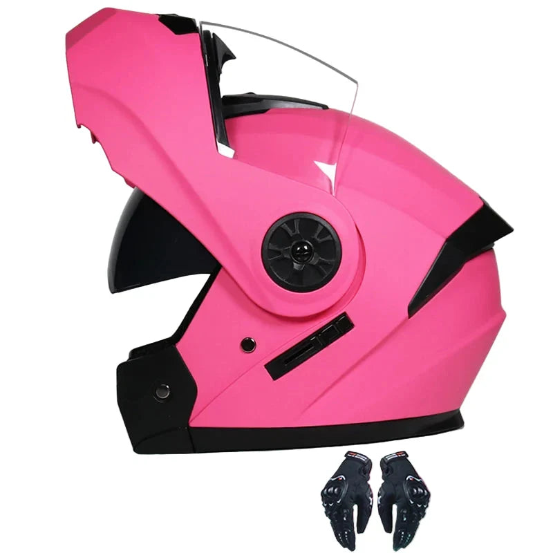 DOT Modular Flip-Up Motorcycle Helmet with Clear Visor and Inner Sun Shield