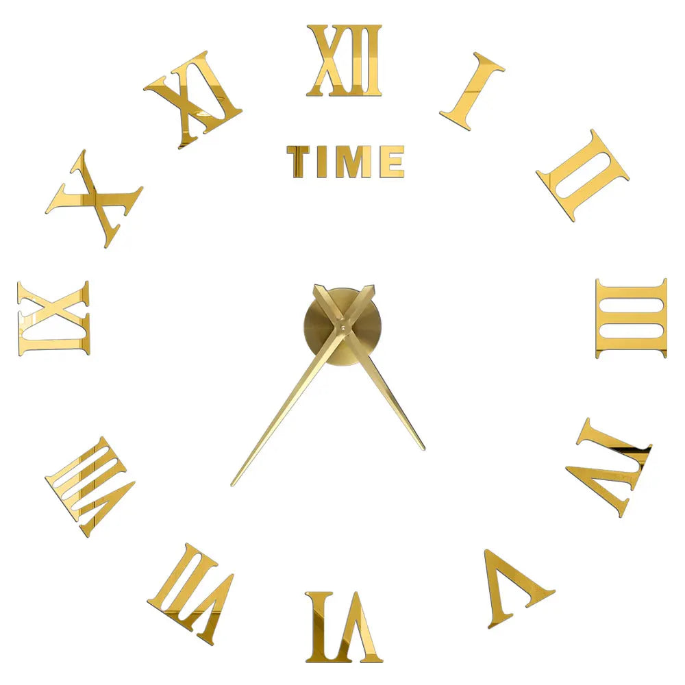 Big Wall Clock DIY 3D Self Adhesive Mirrored Acrylic Wall Clock For Kitchen Dining Room Living Room Creative Home Decor | Bowlift
