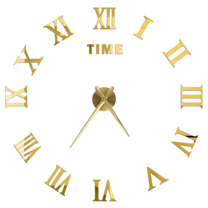 Big Wall Clock DIY 3D Self Adhesive Mirrored Acrylic Wall Clock For Kitchen Dining Room Living Room Creative Home Decor | Bowlift