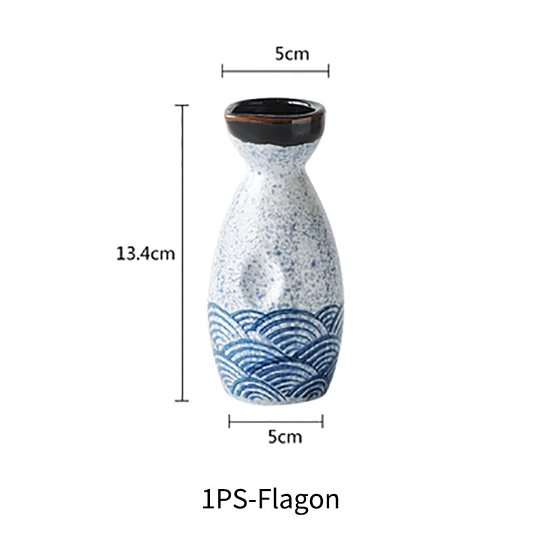 Skanto | Japanese Style Sake Set, Warm Chinese Wine Set, Handmade Ceramic Sake Set for Women