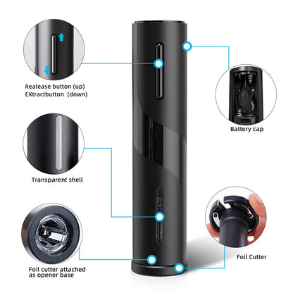 Skanto | Electric Corkscrew - Automatic Wine Opener with Stand, Foil Cutter, and Beer Can Opener - Kitchen and Bar Can Opener