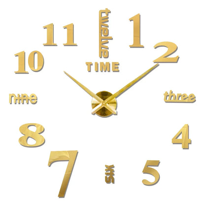 Big Wall Clock DIY 3D Self Adhesive Mirrored Acrylic Wall Clock For Kitchen Dining Room Living Room Creative Home Decor | Bowlift