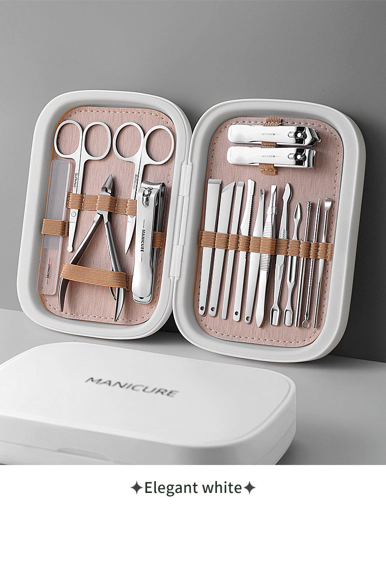 Skanto | Upgraded 18-Piece Professional Stainless Steel Nail Clipper Travel Set, Manicure and Pedicure Kit