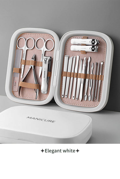 Skanto | Upgraded 18-Piece Professional Stainless Steel Nail Clipper Travel Set, Manicure and Pedicure Kit