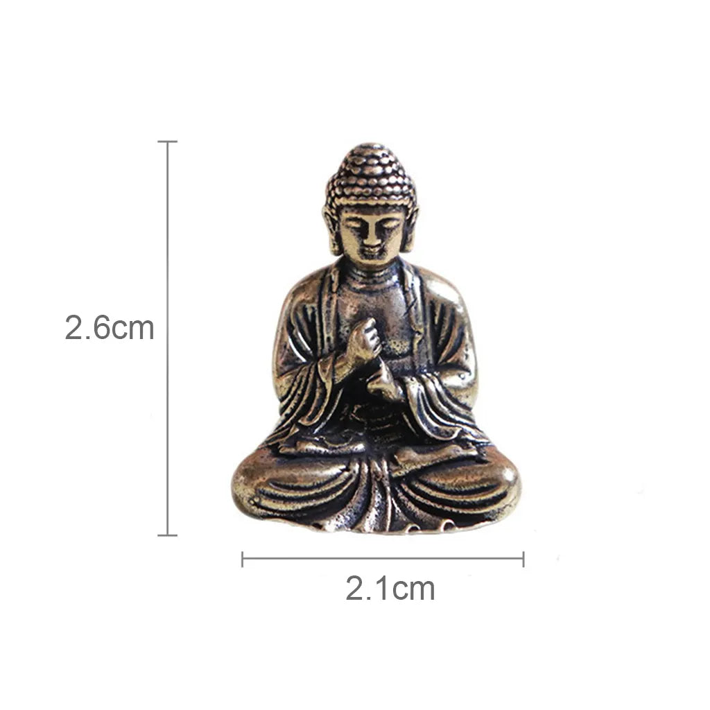 Skanto | 10 Piece Mini Brass Sitting Buddha Statue Figurine for Travel Buddhism Worship Home Office Desk Decoration