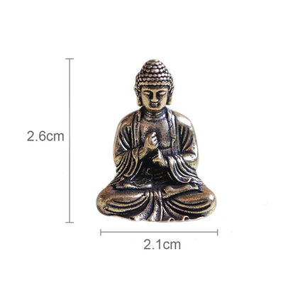 Skanto | 10 Piece Mini Brass Sitting Buddha Statue Figurine for Travel Buddhism Worship Home Office Desk Decoration