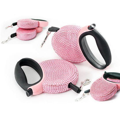 Luxurious, retractable leash with rhinestones for small dogs and cats