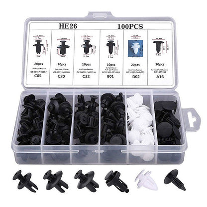 100pcs Auto Fastener Pin Rivet Bumper Car Clip Kit | Bowlift