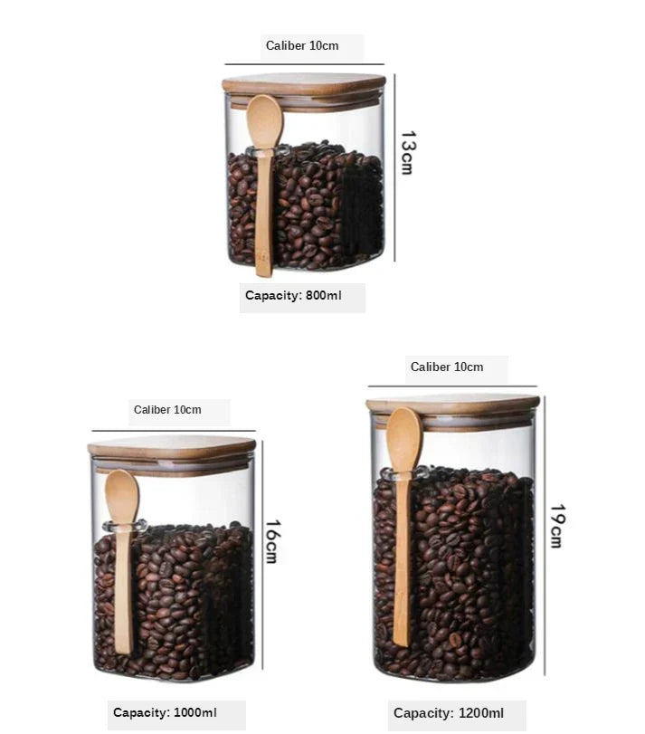 Bamboo and Glass 3-piece container set Brehn