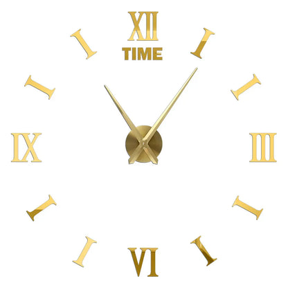 Big Wall Clock DIY 3D Self Adhesive Mirrored Acrylic Wall Clock For Kitchen Dining Room Living Room Creative Home Decor | Bowlift