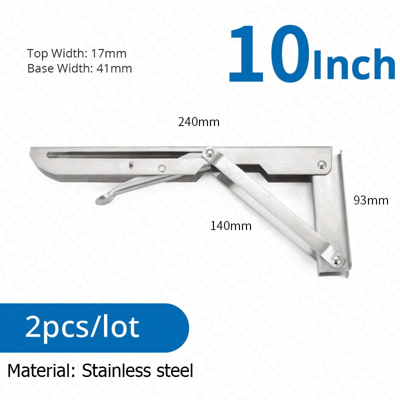 Skanto | 2-Piece Set Foldable Shelf Brackets, Heavy Duty, Stainless Steel for Tables, RVs, and Space Saving